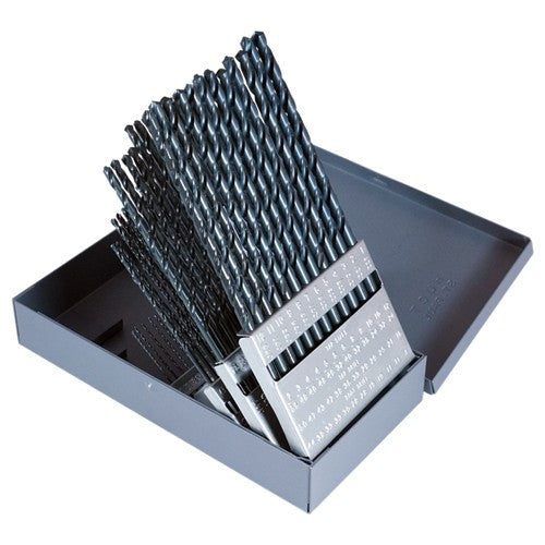#1-#60 RHS / RHC HSS 118 Degree Radial Point General Purpose Taper Length Drill Set - Steam Oxide - Exact Tool & Supply