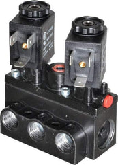 ARO/Ingersoll-Rand - 1/4" Inlet x 1/4" Outlet, Solenoid Actuator, Solenoid Return, 3 Position, Body Ported Solenoid Air Valve - 24 VDC Input, 32 CFM, 0.9 CV, 4 Way, 150 psi, 2-15/16" Long x 1-15/16" Wide x 1-13/16" High, 0 to 180°F - Exact Tool & Supply