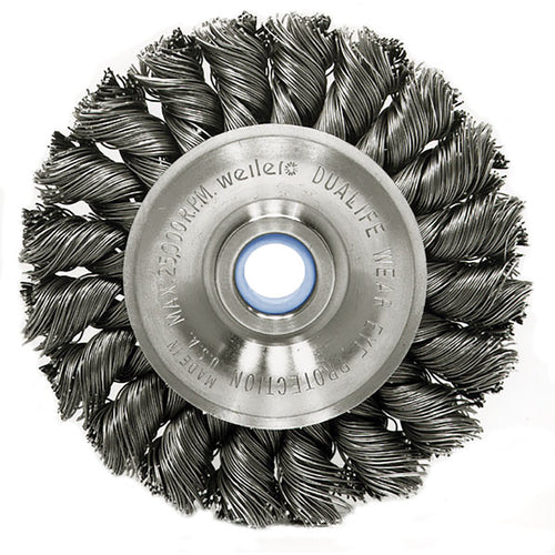 3″ Standard Twist Knot Wire Wheel, .020″ Steel Fill, 1/2″-3/8″ Arbor Hole - Exact Tool & Supply