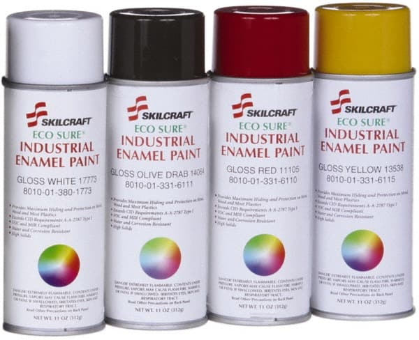 Ability One - Spray Paints; Type: Aerosol Enamel ; Finish: Gloss ; Tack-free Dry Time (Minutes): 30 ; Recoat Dry Time (Hours): 48 ; Recoat Dry Time (Minutes): 120 - Exact Tool & Supply