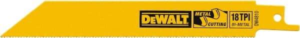 DeWALT - Bi-Metal Reciprocating Saw Blade - Straight Profile, 18 TPI, Toothed Edge - Exact Tool & Supply