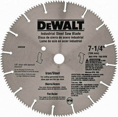 DeWALT - 7-1/4" Diam, 5/8" Arbor Hole Diam, 16 Tooth Wet & Dry Cut Saw Blade - Steel, Smooth Action, Standard Round Arbor - Exact Tool & Supply