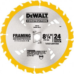 DeWALT - 8-1/4" Diam, 5/8" Arbor Hole Diam, 24 Tooth Wet & Dry Cut Saw Blade - Tungsten Carbide-Tipped, Smooth Action, Diamond Arbor - Exact Tool & Supply