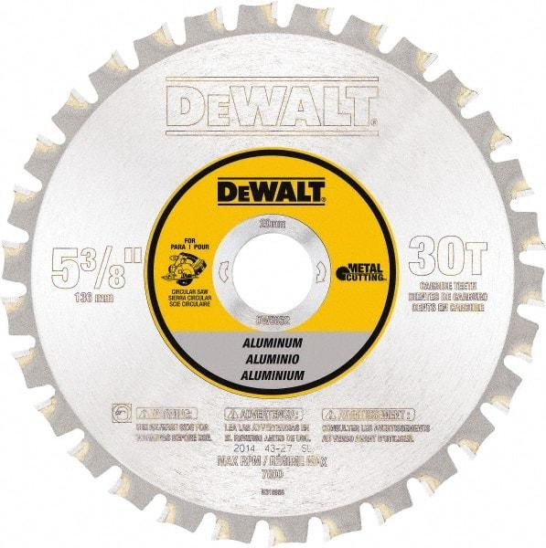 DeWALT - 5-3/8" Diam, 30 Tooth Wet & Dry Cut Saw Blade - Steel, Standard Round Arbor - Exact Tool & Supply