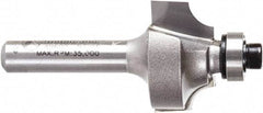 Amana Tool - 7/8" Cut Diam, 1/2" Length of Cut, 2 Flute Beading Edge Profile Router Bit - Carbide-Tipped, 1/4" Shank Diam, 2" OAL, Uncoated - Exact Tool & Supply