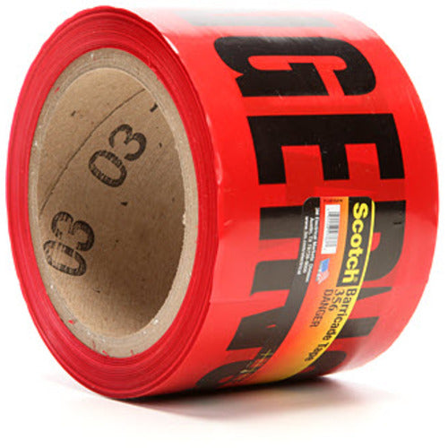 Scotch Barricade Tape 356 DANGER 3″ × 300 ft Red - Exact Tool & Supply