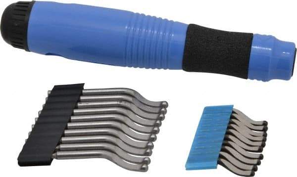 Noga - 21 Piece Cobalt, High Speed Steel Blade Hand Deburring Tool Set - S100;N1 Blades, For Holes, Straight Edge, Curved Edge - Exact Tool & Supply