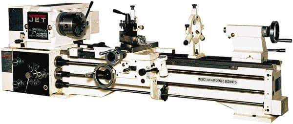Jet - 13" Swing, 40" Between Centers, 230 Volt, Single Phase Bench Lathe - 5MT Taper, 2 hp, 60 to 1,240 RPM, 1-3/8" Bore Diam, 32" Deep x 45" High x 71" Long - Exact Tool & Supply