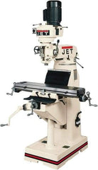 Jet - 7-7/8" Table Width x 35-3/4" Table Length, Step Pulley Control, 1 Phase Knee Milling Machine - R8 Spindle Taper, 1-1/2 hp - Exact Tool & Supply