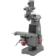 Jet - 9" Table Width x 42" Table Length, Step Pulley Control, 1 Phase Knee Milling Machine - R8 Spindle Taper, 2 hp - Exact Tool & Supply