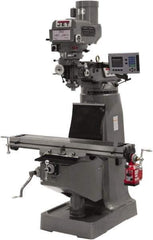 Jet - 9" Table Width x 49" Table Length, Variable Speed Pulley Control, 3 Phase Knee Milling Machine - R8 Spindle Taper - Exact Tool & Supply