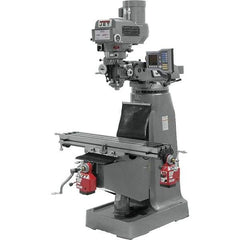 Jet - 9" Table Width x 42" Table Length, Variable Speed Pulley Control, 1 Phase Knee Milling Machine - R8 Spindle Taper, 2 hp - Exact Tool & Supply