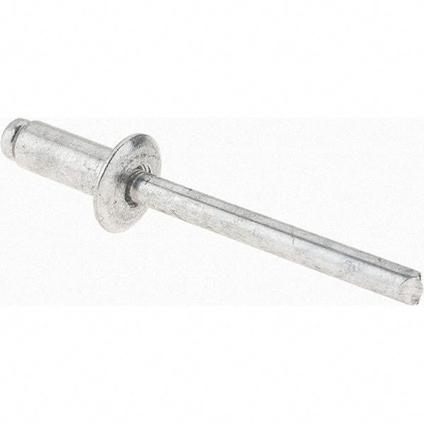 Value Collection - Size 64 Dome Head Aluminum Open End Blind Rivet - Aluminum Mandrel, 0.188" to 1/4" Grip, 3/8" Head Diam, 0.192" to 0.198" Hole Diam, 0.45" Length Under Head, 3/16" Body Diam - Exact Tool & Supply