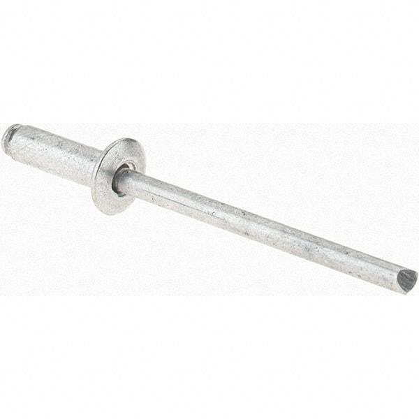 Value Collection - Size 44 Dome Head Aluminum Open End Blind Rivet - Aluminum Mandrel, 0.188" to 1/4" Grip, 1/4" Head Diam, 0.129" to 0.133" Hole Diam, 0.4" Length Under Head, 1/8" Body Diam - Exact Tool & Supply
