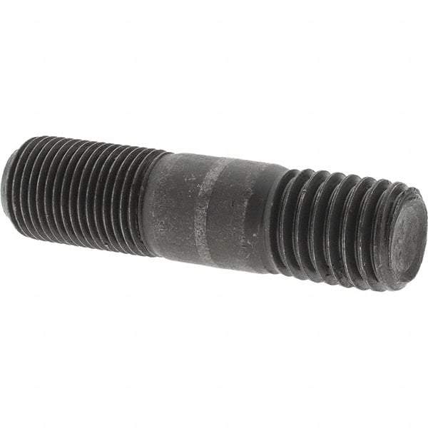 Value Collection - 5/8-18 Long Thread, 5/8-11 Short Thread, 2-1/2" OAL Unequal Double Threaded Stud - Steel, Uncoated, 1" Long Thread Length, 3/4" Short Thread Length - Exact Tool & Supply