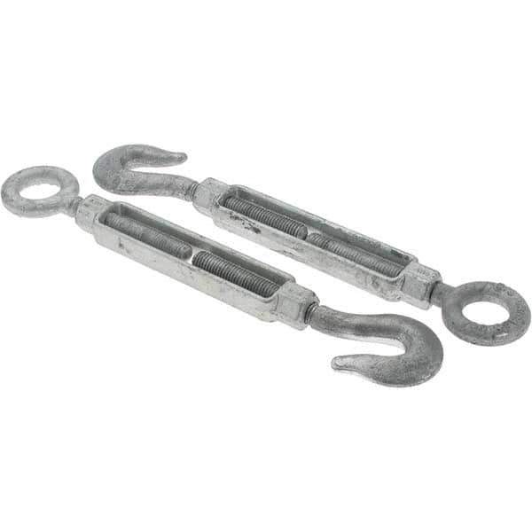 Value Collection - 3,500 Lb Load Limit, 5/8" Thread Diam, 6" Take Up, Steel Hook & Eye Turnbuckle - 14-1/8" Closed Length - Exact Tool & Supply