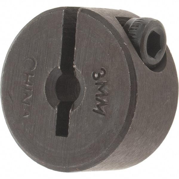 Value Collection - 3mm Bore, Steel, One Piece Clamp Collar - 11/16" Outside Diam - Exact Tool & Supply