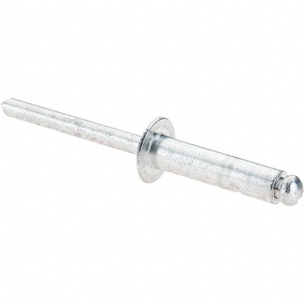 Value Collection - Size 812 Dome Head Aluminum Open End Blind Rivet - Aluminum Mandrel, 0.626" to 3/4" Grip, 1/2" Head Diam, 0.257" to 0.261" Hole Diam, 1" Length Under Head, 1/4" Body Diam - Exact Tool & Supply