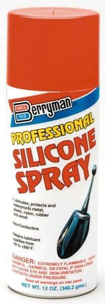 Berryman Products - 12 oz Aerosol Automotive Professional Silicone Spray - Light Hydrotreated Naphtha - Exact Tool & Supply