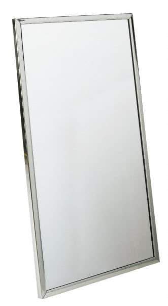 Bradley - 18 Inch Wide x 36 Inch High, Theft Resistant Rectangular Glass Washroom Mirror - Stainless Steel Frame - Exact Tool & Supply