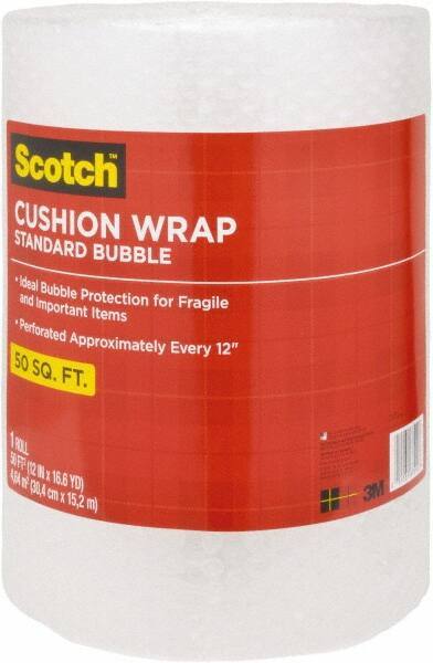 3M - 50' Long x 12" Wide, Cushion Wrap - Clear - Exact Tool & Supply