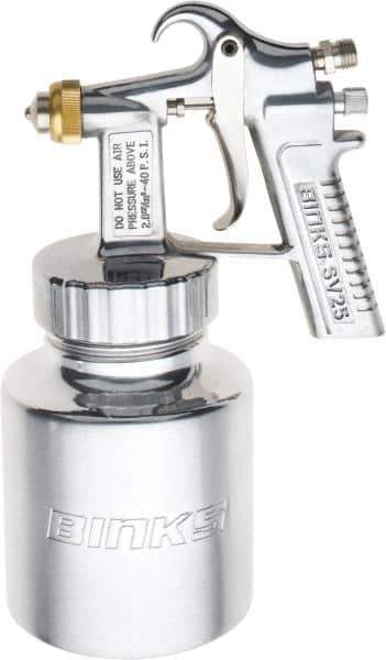 Binks - Paint Spray Gun - 1 Qt Capacity, 40 Max psi, 5 to 7 CFM, For Adhesives, Enamels, Epoxies, Lacquers, Latex, Polyurethanes, Primers, Sealers, Stains, Varnishes - Exact Tool & Supply