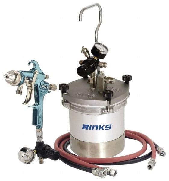 Binks - High Volume/Low Pressure Paint Spray Gun - 2 Qt Capacity, 10 Max psi, 12 Max CFM, For High Solids, Industrial Automotive, Waterborne - Exact Tool & Supply