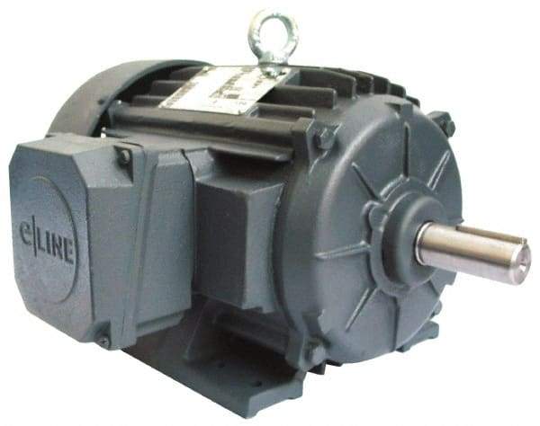 US Motors - 7-1/2 hp, TEFC Enclosure, No Thermal Protection, 3,500 RPM, 575 Volt, 60 Hz, Three Phase Energy Efficient Motor - Size 213 Frame, Rigid Mount, 1 Speed, Ball Bearings, 6.9 Full Load Amps, F Class Insulation, CCW Lead End - Exact Tool & Supply