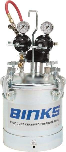 Binks - Paint Sprayer Pressure Tank - 2.8 Gallon Pressure Pot with Agitator and 2 Regulators, Compatible with Pressure Tank and Spray Guns - Exact Tool & Supply