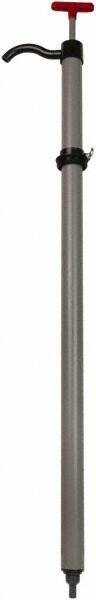 Value Collection - 19/32" Outlet, PVC Hand Operated Drum Pump - 22 oz per Stroke, 38" OAL, For Water Based Fluids, Light Oils, Mild Acids & Corrosive Soaps, Detergents, Waxes, Deodorants - Exact Tool & Supply