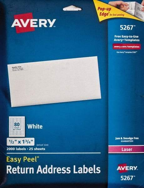 AVERY - 1-3/4" Long, White Paper Shipping Label - For Laser Printers - Exact Tool & Supply