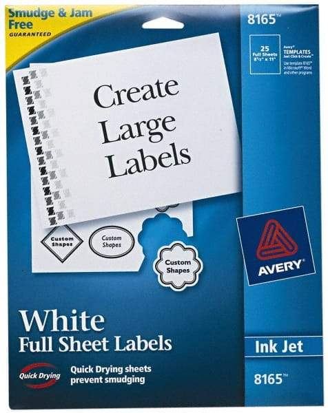 AVERY - 11" Long, White Paper Shipping Label - For Inkjet Printers - Exact Tool & Supply