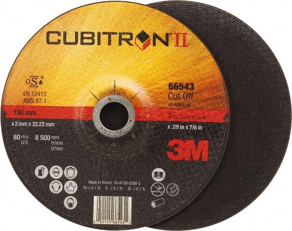 3M - 60 Grit, 7" Wheel Diam, 7/8" Arbor Hole, Type 27 Depressed Center Wheel - Ceramic, Resinoid Bond, S Hardness, 8,500 Max RPM - Exact Tool & Supply