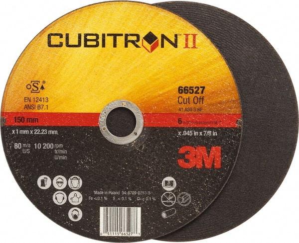 3M - 6" 60 Grit Ceramic Cutoff Wheel - 0.045" Thick, 7/8" Arbor, 10,200 Max RPM, Use with Angle Grinders - Exact Tool & Supply