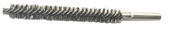 Schaefer Brush - 4" Brush Length, 15/16" Diam, Double Stem, Double Spiral Tube Brush - 6" Long, Stainless Steel, 12-24 Female Connection - Exact Tool & Supply
