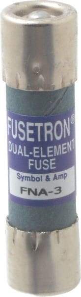 Cooper Bussmann - 250 VAC, 3 Amp, Time Delay Pin Indicator Fuse - Fuse Holder Mount, 1-1/2" OAL, 10 at 125 V kA Rating, 13/32" Diam - Exact Tool & Supply