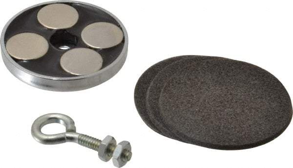 Mag-Mate - 2.03" Diam, 5/16" Cup Height, 1-13/16" Overall Height, 74 Lb Average Pull Force, 74 Lb Max Pull Force, Neodymium Rare Earth Cup Magnet - Loop Style, 1/2" Loop ID, Galvanized - Exact Tool & Supply