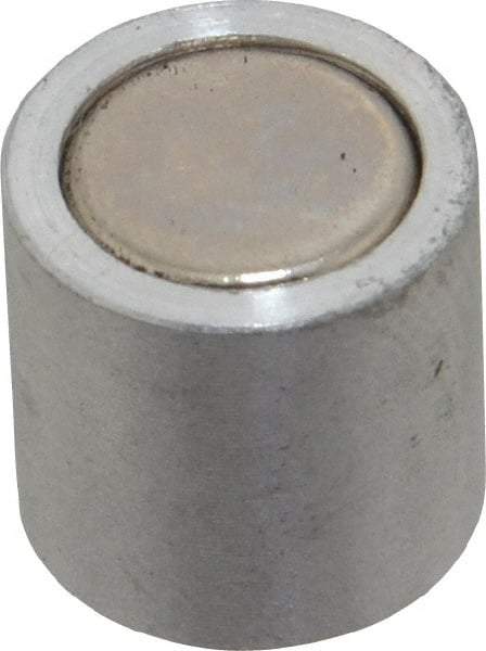 Mag-Mate - 10-24 Thread, 1/2" Diam, 1/2" High, 1.33 Lb Average Pull Force, Neodymium Rare Earth Pot Magnet - 1/4" Tapped Hole Depth, Nickel Plated, Aluminum Insulated - Exact Tool & Supply