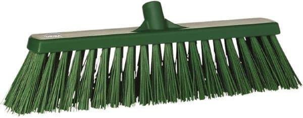 Vikan - 19" Heavy Duty Synthetic Push Broom - 2" Bristle Length, Plastic Block, European Threaded Handle Connection - Exact Tool & Supply
