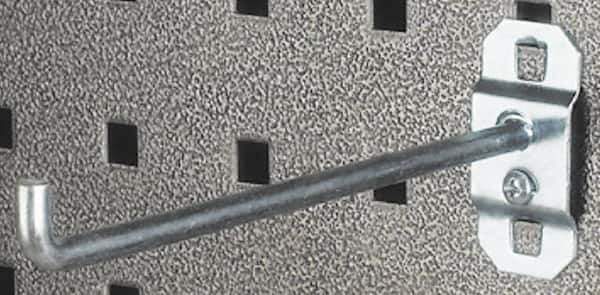 Triton - 3/16" Diam, 2" Long Single Angled End Pegboard Hook - 2-3/8" Projection, 90° Bend, 5/8" Bend Length, Steel - Exact Tool & Supply
