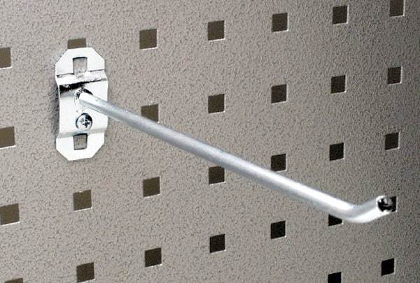Triton - 1/4" Diam, 8" Long Single Angled End Pegboard Hook - 8-3/4" Projection, 30° Bend, 1/2" Bend Length, Steel - Exact Tool & Supply