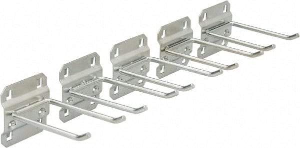 Triton - 3/16" Diam, 3" Long Double Arm Pegboard Hook - 3-3/4" Projection, 30° Bend, 1/2" Bend Length, Steel - Exact Tool & Supply