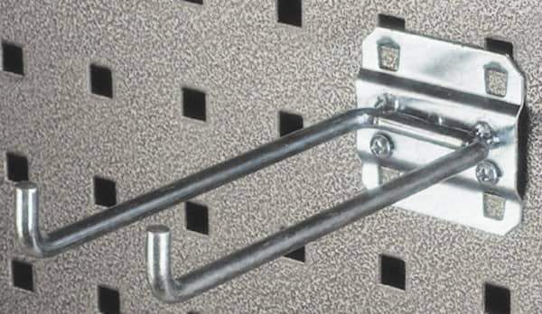 Triton - 1/4" Diam, 5-3/4" Long Double Arm Pegboard Hook - 5-3/4" Projection, 80° Bend, 3/4" Bend Length, Steel - Exact Tool & Supply