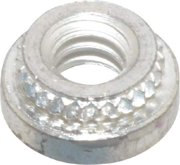 Electro Hardware - #6-32, 0.0599" Min Panel Thickness, Round Head, Broach Captive Nut - 0.281" Head Diam, 0.213" Mounting Hole Diam, 0.065" Head Height, Tin Plated Steel - Exact Tool & Supply