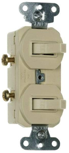 Pass & Seymour - 1 Pole, 120/277 VAC, 15 Amp, Flush Mounted, Self Grounding, Tamper Resistant Duplex Switch - NonNEMA Configuration, 2 Switch, Side Wiring, UL Listed 20 Standard - Exact Tool & Supply