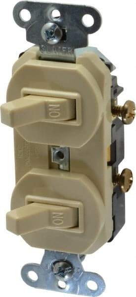 Pass & Seymour - 1 Pole, 120/277 VAC, 20 Amp, Flush Mounted, Ungrounded, Tamper Resistant Duplex Switch - NonNEMA Configuration, 2 Switch, Side Wiring, UL Listed 20 Standard - Exact Tool & Supply