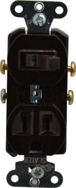 Pass & Seymour - 1 Pole, 120/125 Volt, 15 Amp, 1 Outlet, Flush Mounted, Self Grounding, Tamper Resistant Combination Outlet and Switch - 5-15R Configuration, 1 Switch, Side Wiring, UL Listed 20 498 Standard - Exact Tool & Supply