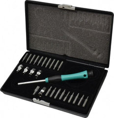 Aven - 26 Piece, 1/4" Drive Screwdriver Bit & Socket Set - #00 & #0 Phillips, 1.5 to 2.5mm Hex, T6 to T10 Torx, #00 & #0 Pozidriv - Exact Tool & Supply