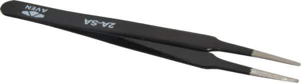 Aven - 4-3/4" OAL 2A-SA Color Coded Precision Tweezers - Stainless Steel, 2A-SA Pattern - Exact Tool & Supply