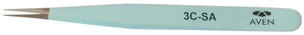 Aven - 4-1/4" OAL 3C-SA Color Coded Precision Tweezers - Stainless Steel, 3C-SA Pattern - Exact Tool & Supply